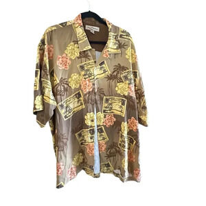 Tommy Bahama “Post Card” & Floral Print Casual Shirt Size XXL